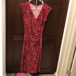 Ralph Lauren printed faux wrap midi dress,wornonce